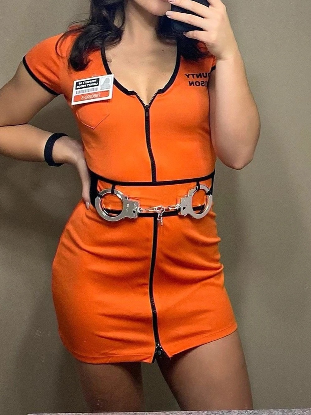 Spirit Halloween Adult Locked Up Prisoner Costume Orange & Black Small